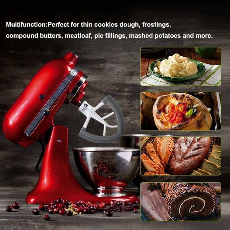 Prokitchen Flex Edge Beater Fit for Kitchenaid Mixer, 4.5-5 Quart Tilt-Head Flat Beater Fit for Kitchen Aid and Accessories Attachments with Silicone Edges Flex Edge Bowl Scraper Bonus 4 Soft Scraper - Image 3